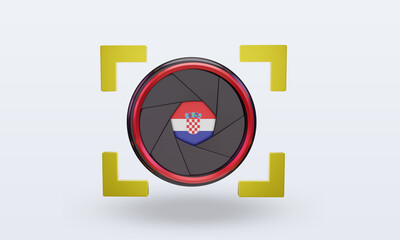 3d shutter camera Croatia flag rendering front view