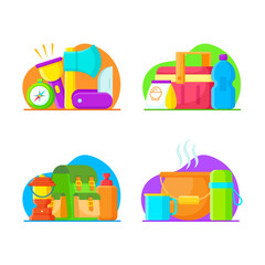 Set of camping icons. Vector illustration