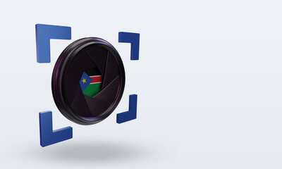 3d shutter camera South Sudan flag rendering left view