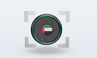 3d shutter camera United Arab Emirates flag rendering front view