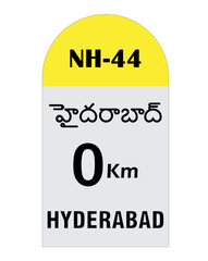 Hyderabad zero km Milestone vector illustration