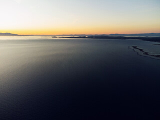 Aerial seascape view on dusk time