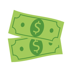 Dollar bill vector icon, two money dollar icon