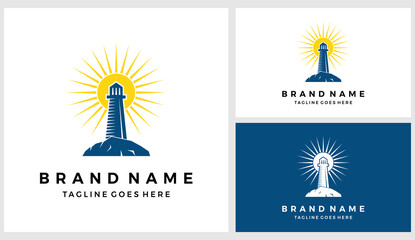 Simple lighthouse logo design vector template