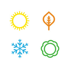 A set of colorful icons of seasons. The seasons - winter, spring, summer and autumn. Weather forecast sign. Season simple elements concept.