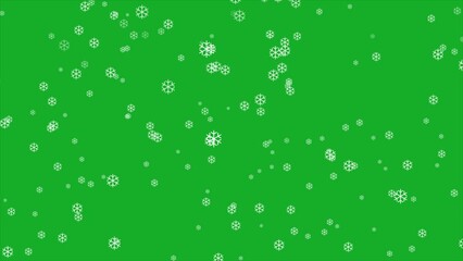 snowflake particles falling on green screen background