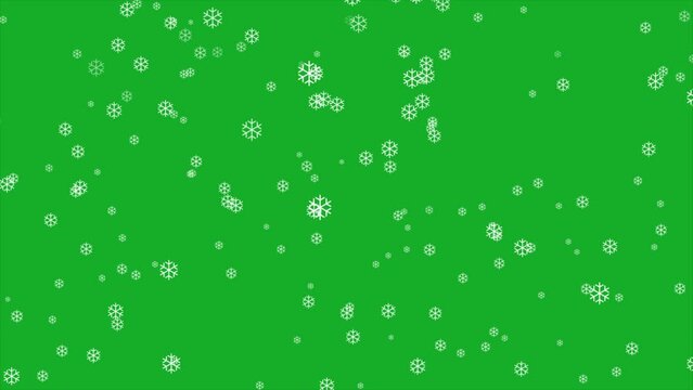 snowflake particles falling on green screen background