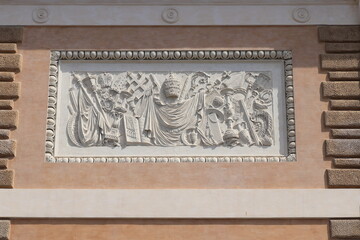 Santa Maria del Popolo Basilica Exterior Relief Detail in Rome, Italy