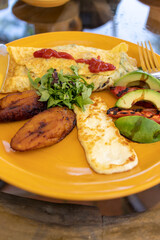 Egg omelette with spinach. Healthy breakfast concept