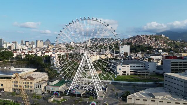 Aerial view of Yup Star (Rio Star) ferris wheel in downtown of the city