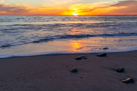 Zen Moment At Beach During Sunset