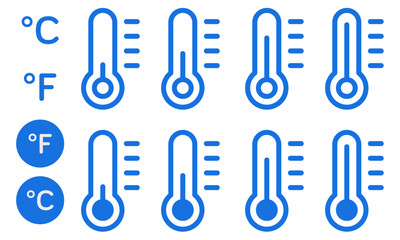 Temperature icon vector. Line thermometer symbol. Trendy weather flat outline ui sign design. Thin linear graphic pictogram for web site, mobile application. - 521711270