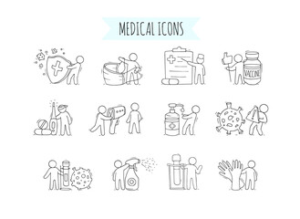 Medical icons. Concept of virus prevention