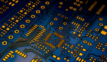 a printed circuit board in blue
