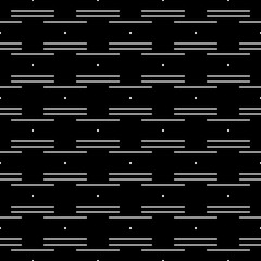 Lines, dots seamless pattern. Stripes, mini circles print. Ethnic illustration. Folk background. Abstract ornament. Strokes, spots wallpaper. Line, dot shapes backdrop. Textile print, vector art