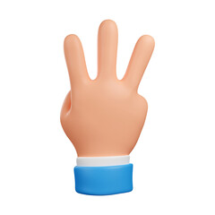 hand counting number three, hand with three fingers up