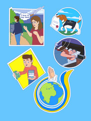 Sticker Pack about Ukraine. EPS 10 vector illustration. 