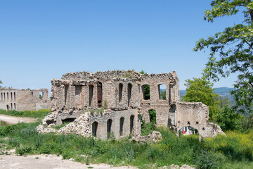 Destroyed houses in Shusha city during the Karabakh war. Nagorno Karabakh war