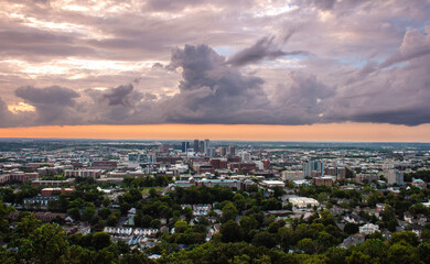 Fototapeta na wymiar time clouds over the city