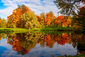 Alexander park in autumn, Pushkin (Tsarskoe Selo), Saint Petersburg, Russia
