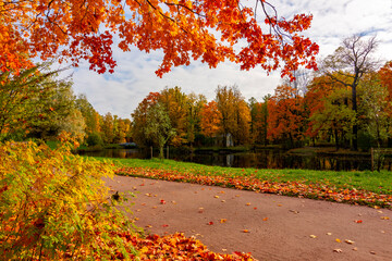 Alexander park in autumn, Pushkin (Tsarskoe Selo), Saint Petersburg, Russia