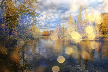 abstract landscape background autumn sun glare defocus bokeh, view sun background