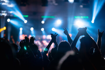 Silhouette of Fans Clapping at Concert