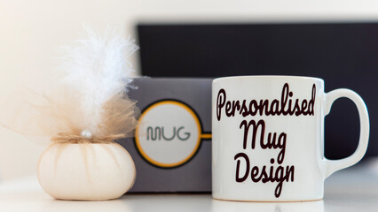 personalized mug design. personalised mug mock-up design for e-commerce seller. custom cup mockup print.  custom text and image white cup seller
