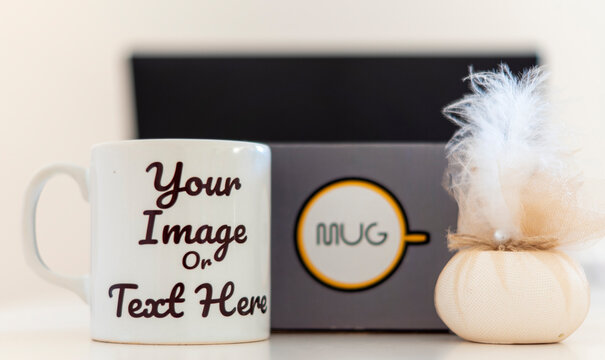 custom text and image white cup seller. personalized mug design. personalised mug mock-up design for e-commerce seller. custom cup mockup print.  