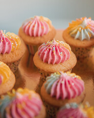 Homemade cupcakes with sprinkles on top