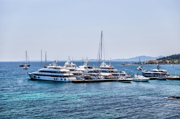 Fototapeta premium Yachts docked at a marina in Corfu Greece