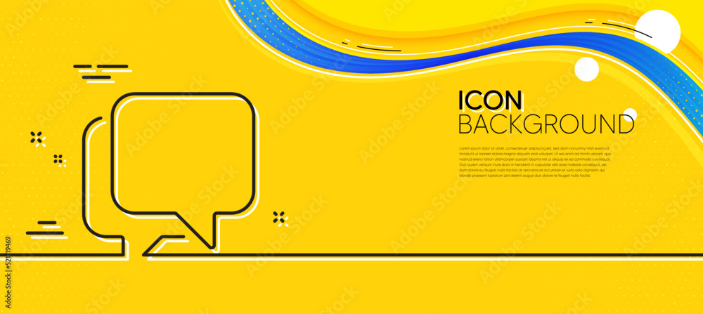 Poster talk bubble line icon. abstract yellow background. speech bubble sign. chat message symbol. minimal 