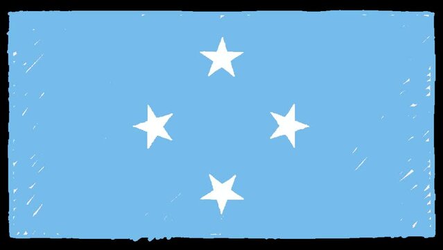 Micronesia National Country Flag Marker or Pencil Sketch Looping Animation Video