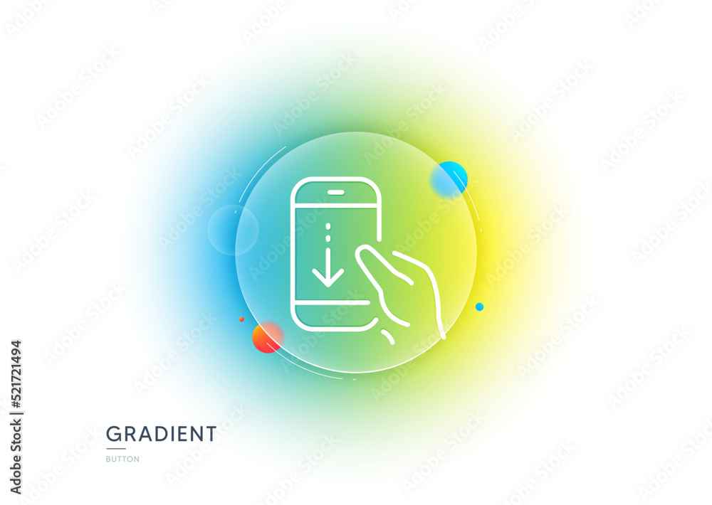 Poster scroll down phone line icon. gradient blur button with glassmorphism. scrolling screen sign. swipe p