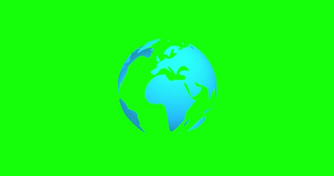 Abstract Digitalization and Global Technology Concept. 3d Earth icon animation. Spinning Futuristic Earth Globe Looping Animation isolated on chromakey background