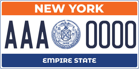 Vehicle license plates marking in New York in United States of America, Car plates.Vehicle license numbers of different American states.Vintage print for tee shirt graphics,sticker and poster