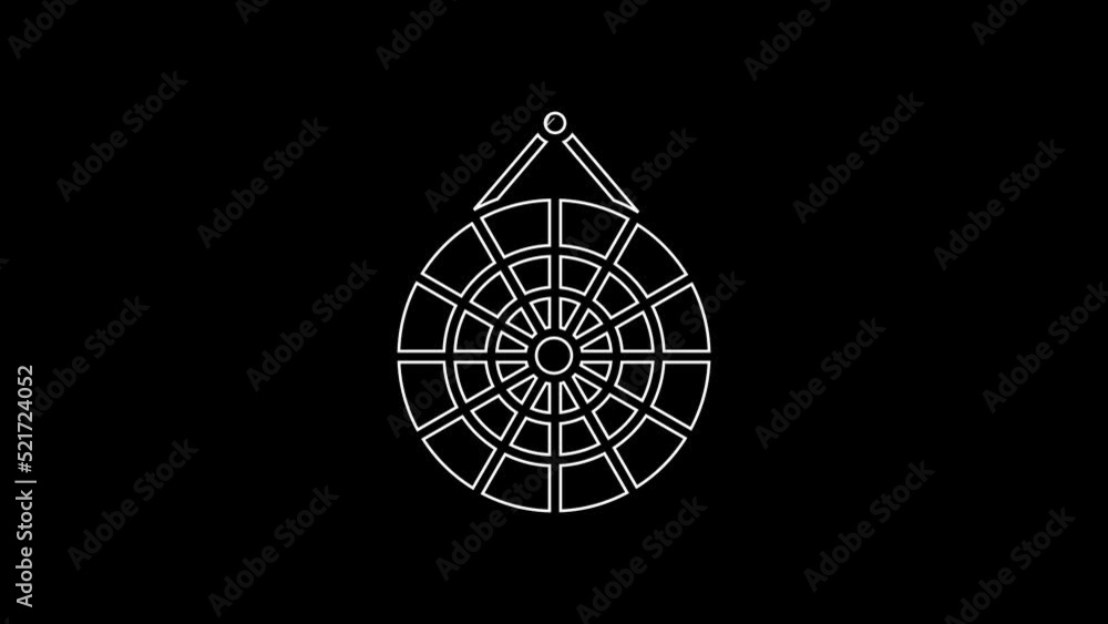 Poster white line classic dart board and arrow icon isolated on black background. dartboard sign. game conc