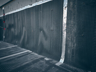 Membrane waterproofing. Bitumen membrane water proofing of industrial building