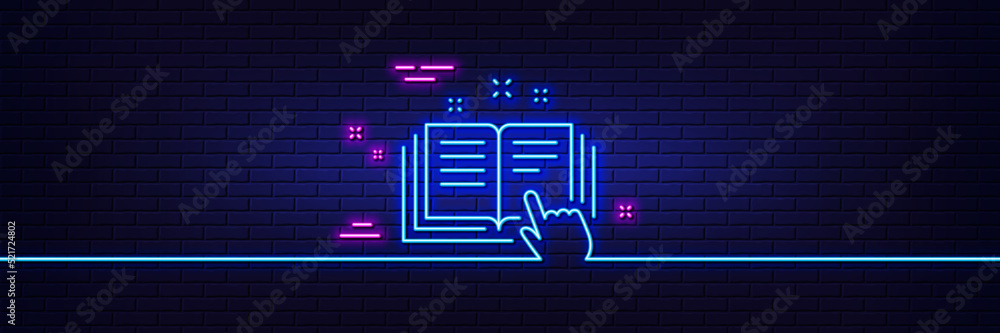 Poster neon light glow effect. technical documentation line icon. instruction sign. 3d line neon glow icon.