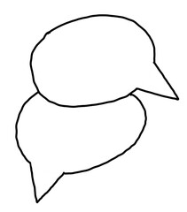 Speech bubble for chat communication symbol. Empty background balloon talk cloud for message chatting. Comic cartoon element. Hand drawn retro vintage illustration. Simple line drawing.
