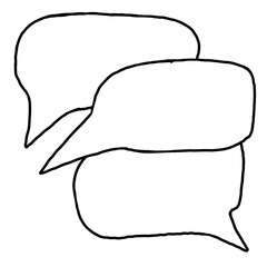 Speech bubble for chat communication symbol. Empty background balloon talk cloud for message chatting. Comic cartoon element. Hand drawn retro vintage illustration. Simple line drawing.