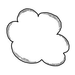 Speech bubble for chat communication symbol. Empty background balloon talk cloud for message chatting. Comic cartoon element. Hand drawn retro vintage illustration. Simple line drawing.