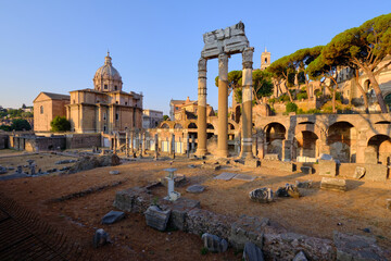 Early morning view of the Roman Forum (Foro Romano), ruins of ancient Rome, Italy