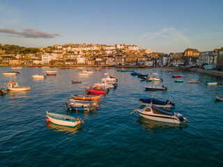 Fototapeta premium boats in the harbour at sunrise