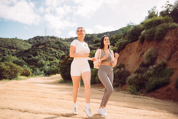 Two Girls Trail Running