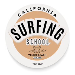 Surfing theme logo in retro style. Vector illustration.