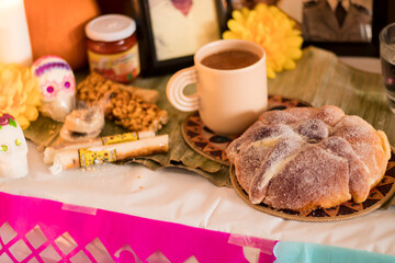 Pan de muerto in day of the dead ofrenda