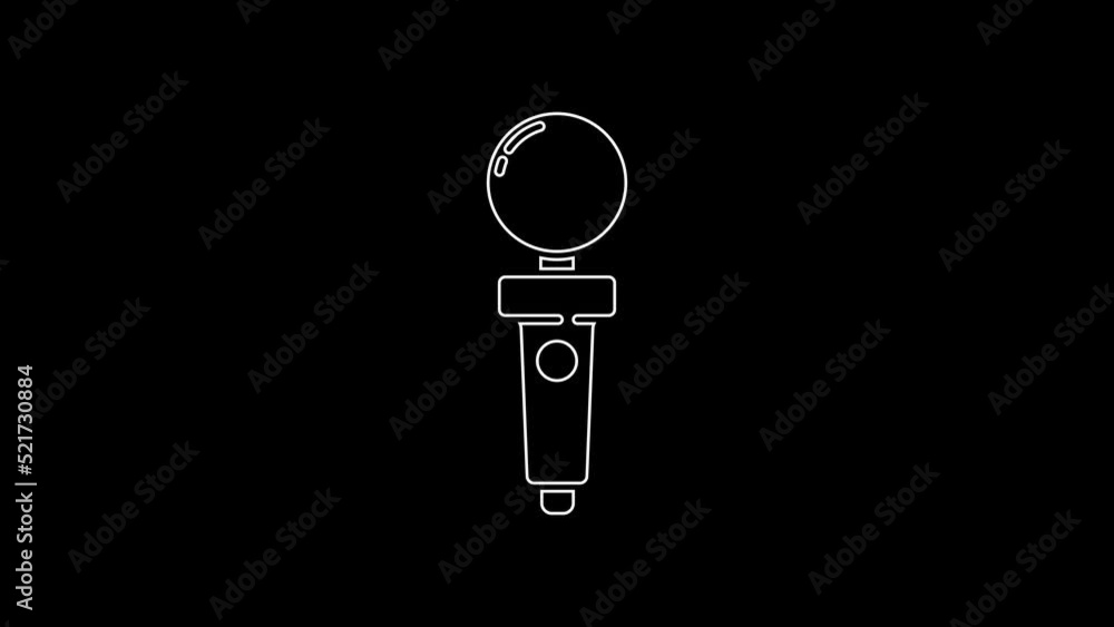 Poster white line joystick for arcade machine icon isolated on black background. joystick gamepad. 4k video