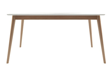 White marble and wooden table on transparent background. png. 3d rendering