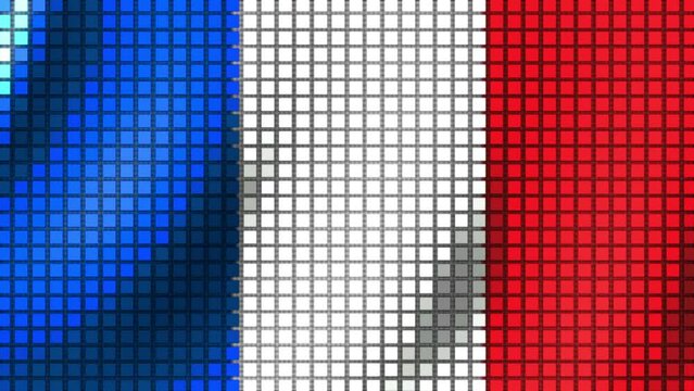 Background of the Flag of France from cubes. Seamless Animation 3D